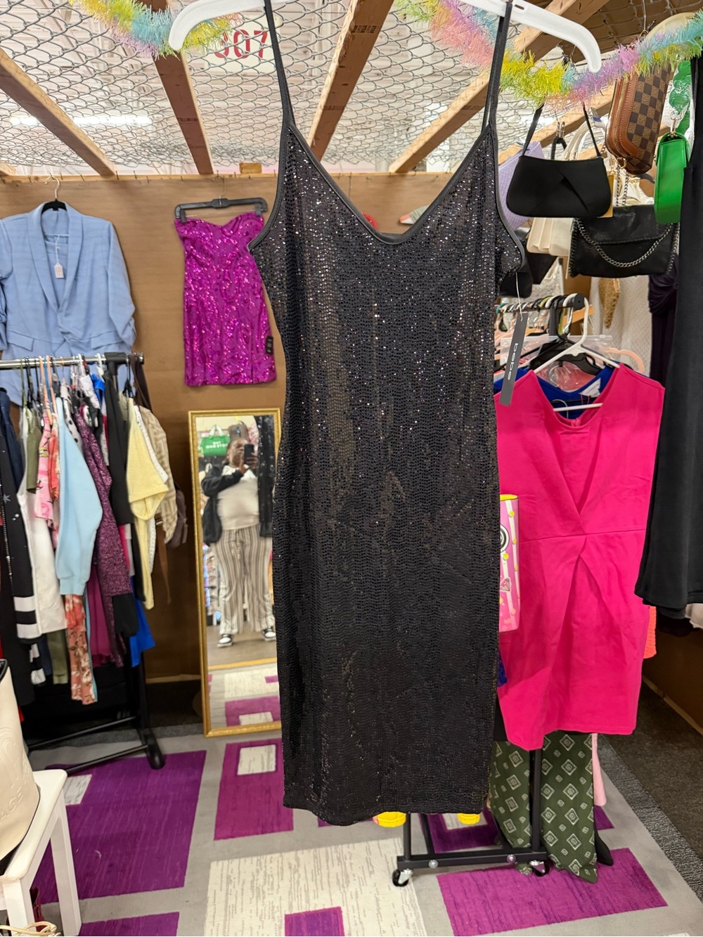 Black Sequin Bebe  Dress